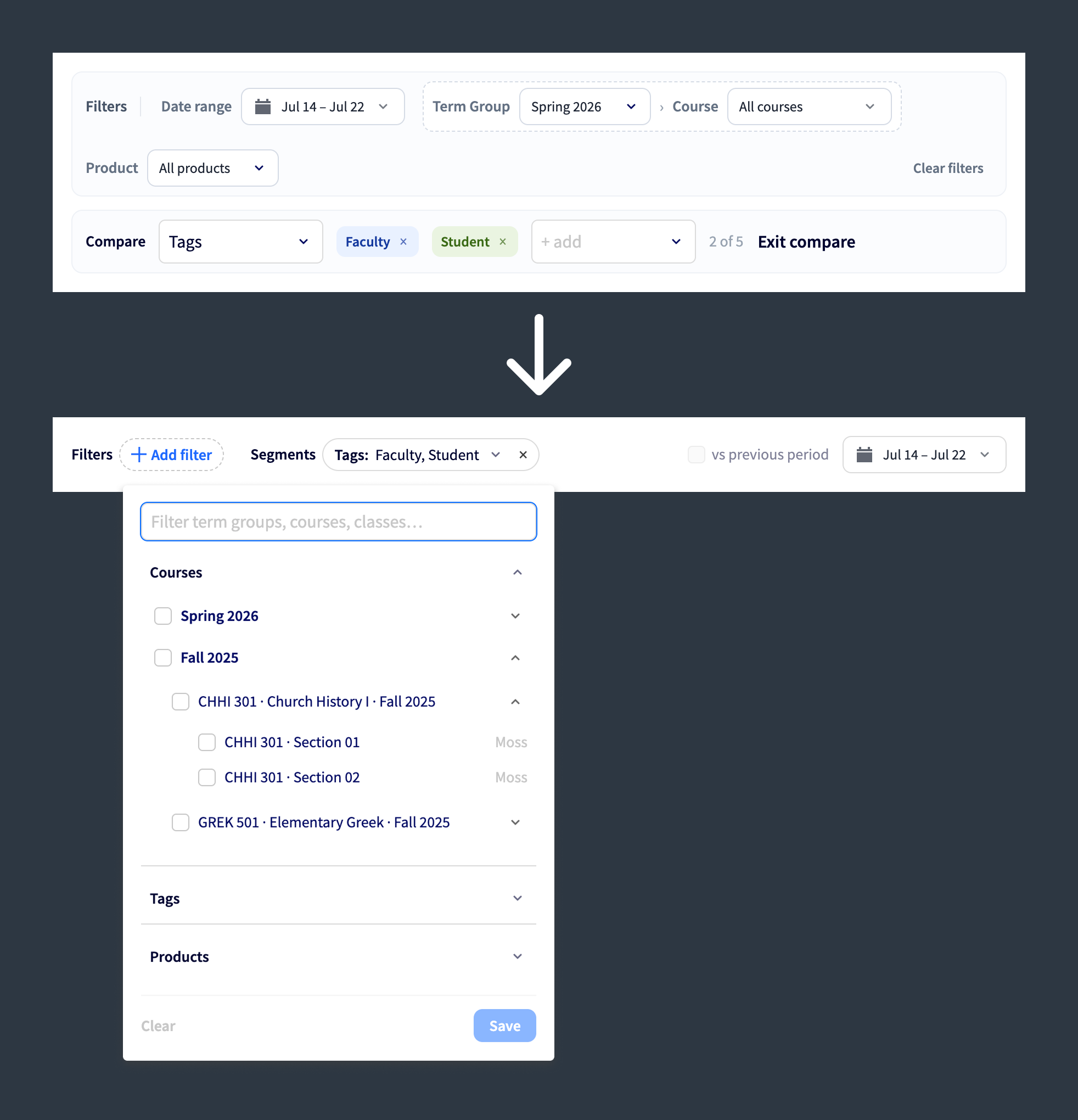 The original and the redesigned toolbar